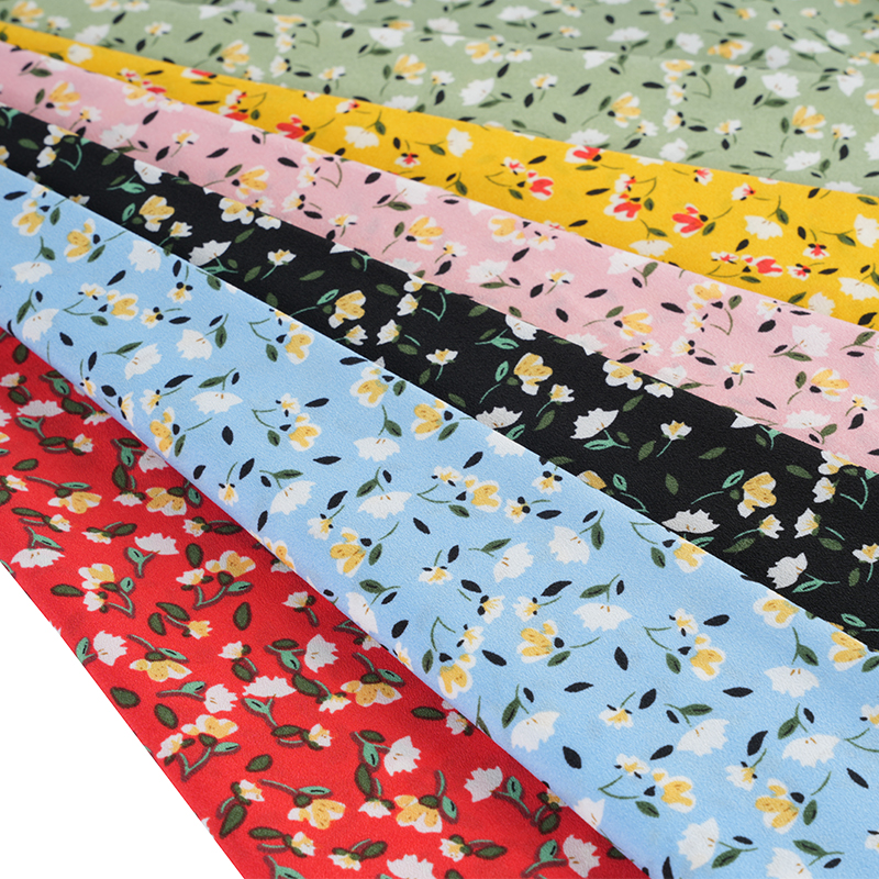 2026*75 Bláth síoda Cas Bréagach Fabraic Priontála Beaga Floral Yao Crepe