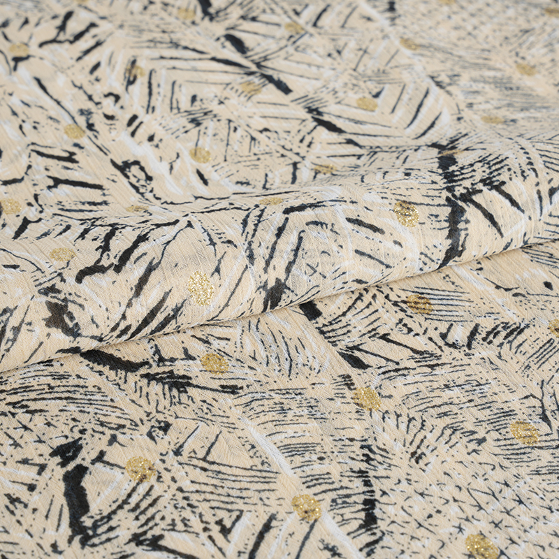 75D Chiffon Crepe Neamhrialta Messy Gold Spun Fabraic Priontála