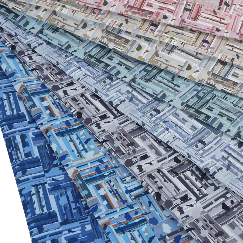 100D*40S Cotton Síoda ​​Cool Teibí Fabraic Priontála Digiteach Bloc Dearfach agus Diúltach